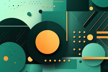 Colorful animated background, in the style of linear patterns and shapes, rounded shapes, dark mint green and charcoal, flat shapes