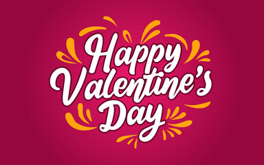 happy valentines day lettering calligraphy pink background. vector illustration