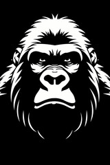 Flat design gorilla head - Generative AI