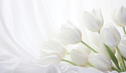 White tulips isolated on a white background.