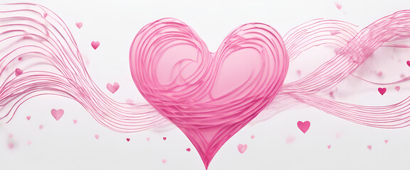pink heart with waves, valentine, love