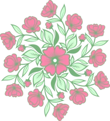 Foto auf Acrylglas Floral Motif, Round Spring Bouquet, SVG Illustration, Pink, Green, Floral Design, Spring Bouquet, Pink Bouquet, Green Bouquet, Vector Floral Illustration, Floral Bouquet, Pink Spring Bouquet, Green Sp © Inna Soboleva