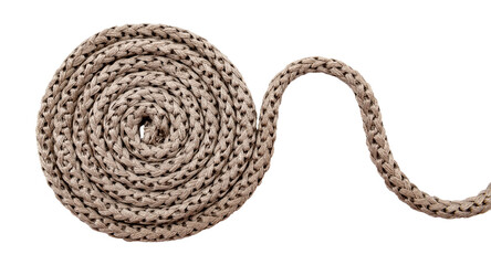 Jute. Twisted linen rope on a white background. Rope. Loop
