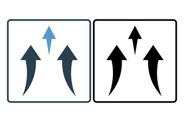 upward arrow icon. icon related to graduation and achievement. suitable for web site, app, user interfaces, printable etc. solid icon style. simple vector design editable