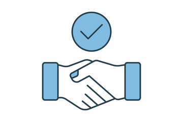 handshake icon. icon related to graduation and achievement. suitable for web site, app, user interfaces, printable etc. flat line icon style. simple vector design editable