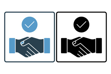 handshake icon. icon related to graduation and achievement. suitable for web site, app, user interfaces, printable etc. solid icon style. simple vector design editable
