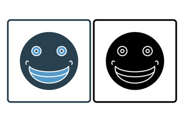 smiling face icon. icon related to graduation and achievement. suitable for web site, app, user interfaces, printable etc. solid icon style. simple vector design editable