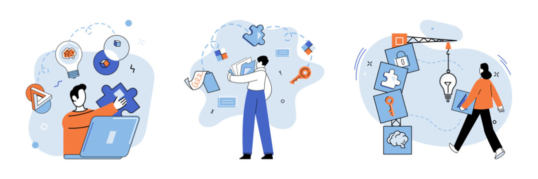 Startup idea. Vector illustration. Innovators are driven by desire to create something new and transformative, disrupting industries and solving problems in novel ways Success is ultimate goal startup