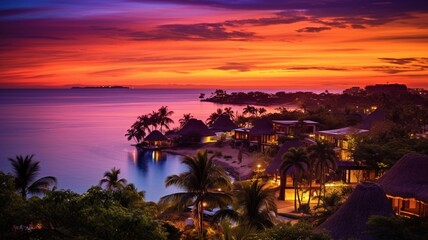Beautiful sunset beach tropical paradise scenery wallpaper