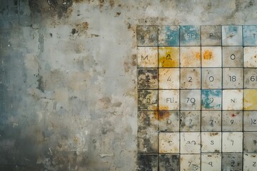 Vintage Periodic Table of Elements on Aged Concrete Wall