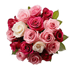 Naklejka premium Bouquet of red and pink roses isolated on white or transparent background