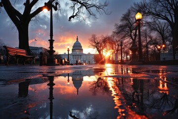 US Capitol building in Washington DC at Sunset