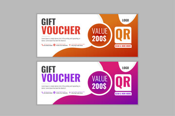Gift Voucher template design sale coupon code promotion.