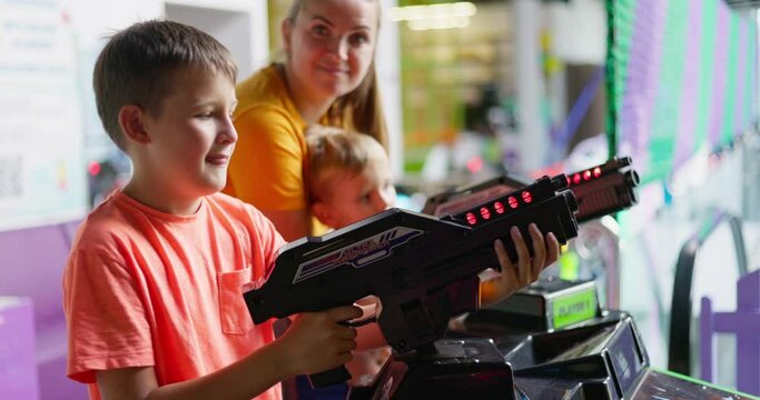 Child Playing Laser Tag Game with Excitement