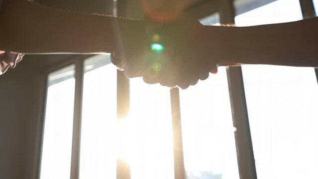 Business people handshake successful corporate partnership agreement welcome agreement opportunities Professional Greetings Meetings Colleagues memorandum of understanding handshake on the sunrise