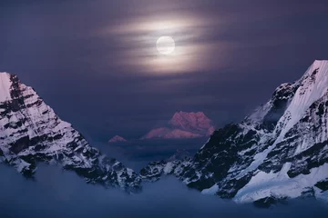 Door stickers Kangchenjunga Kangchenjunga mount: Majestic Third-Highest Peak at 8586m, Full