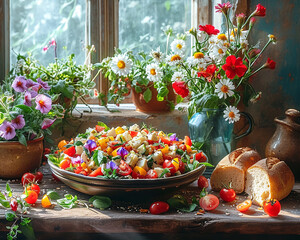 Beautiful bright still life with vegetables
