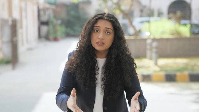 Angry Curly Hair Indian Businesswoman Fighting