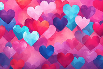 Cute romantic print on a background of hearts. Valentine's day concept.