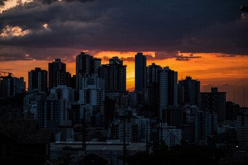 Skyline in a sunset of Belo Horizonte, Minas Gerais, Brazil
