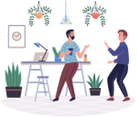 Break room vector illustration. The break room provides carefree and idyllic environment for relaxation Rest in calm and peaceful room to rejuvenate your mind and body Enjoy break in comfortable