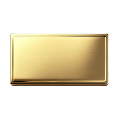 Golden rectangular plaque isolated on white or transparent background