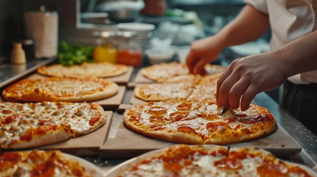 Close-up of a hands cooking Pizza, Generate by AI
