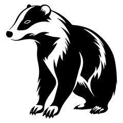 badger standing black silhouette logo svg vector, badger icon illustration.