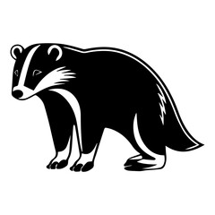 Obraz premium badger standing black silhouette logo svg vector, badger icon illustration.