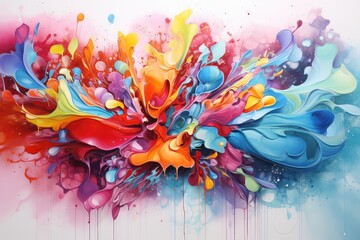 Explosive Colorful Paint Splatter Artwork
