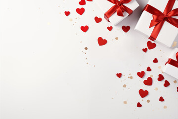 Valentine's Day anniversary gift box decoration on a white background. AI Generation
