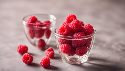 Fresh raspberries in glass