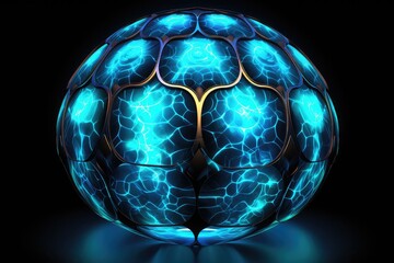 Futuristic Glowing Blue Soccer Ball Concept
