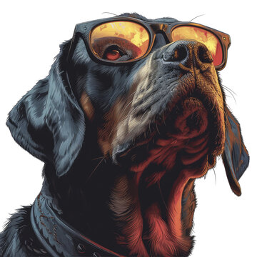 A Hellenic Hound In Greek Hunting Dog Glasses, Isolate Images White Background