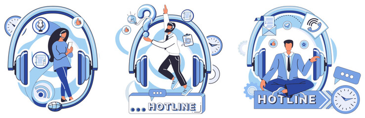 Hotline vector illustration. Need help The professional occupation hotline offers solutions tailored for you Our helpline concept redefines communication, ensuring aid is just call away