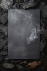 Empty dark background with slate smoke