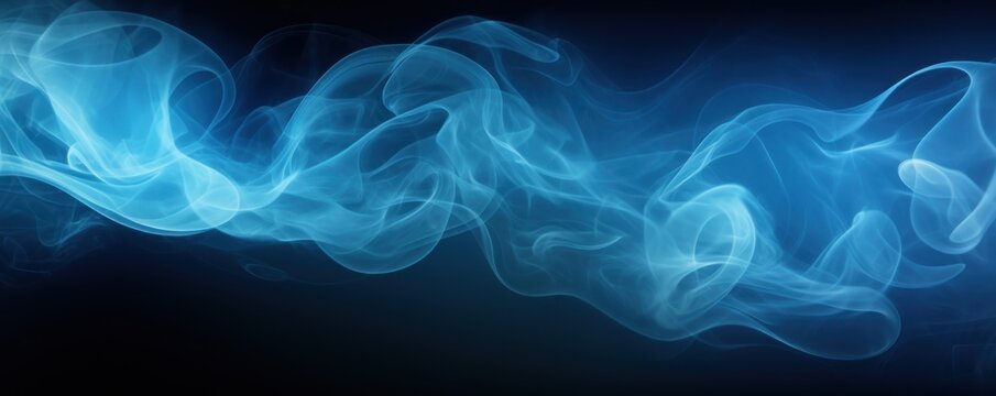 Empty dark background with sky blue smoke © Michael