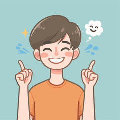 Happy young man posing flat illustration