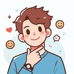Happy young man posing flat illustration