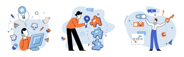 Startup idea. Vector illustration. A startup ideas like project, requiring meticulous planning and execution Entrepreneurs need to outline steps, set milestones, and allocate resources effectively