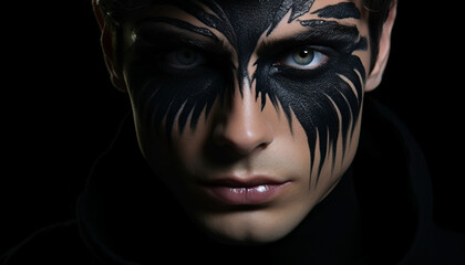 handsome guy with artistic black shadow on his