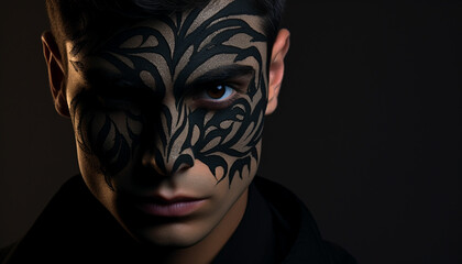 handsome guy with artistic black shadow on his