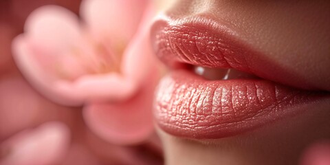 beautiful female lips - obrazy, fototapety, plakaty