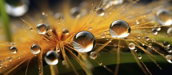 drops of water on a dandelion flower