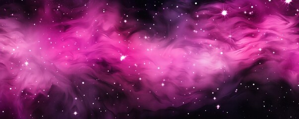 Fuchsia magic starry night. Seamless vector pattern with stars texture marble