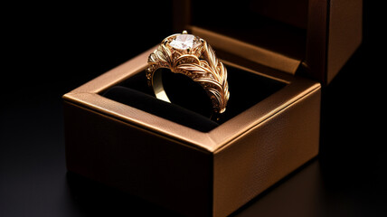 diamond wedding ring in a box. luxury gift