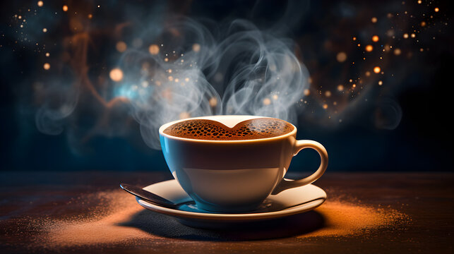 A cup of latte coffee on the table