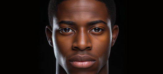 half face handsome african american man staring