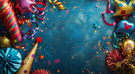 Festive Delight: Carnival Party Table with Confetti and Streamers - carnivals - background - festivity
