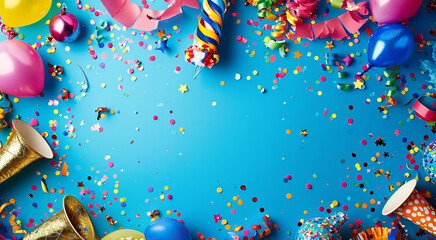 Fototapeta na wymiar Colorful Celebration: Vibrant Party Background with Balloons and Confetti - carnivals - background - festivity 